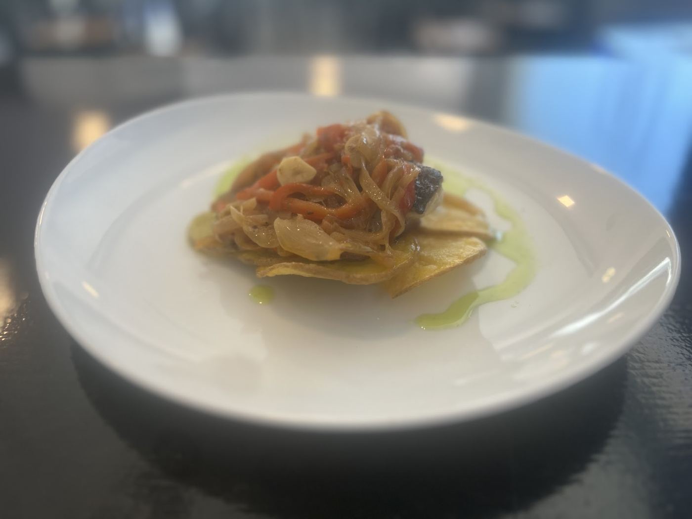 Milhojas de verduras asadas con aceite de oliva virgen extra